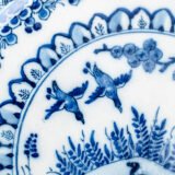 Antique delft plate 18th century chinoiserie birds De Witte Ster Cornelis Brouwer (c. 1724–1738) blue white Delft ceramic