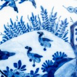 Antique delft plate 18th century chinoiserie birds De Witte Ster Cornelis Brouwer (c. 1724–1738) blue white Delft ceramic