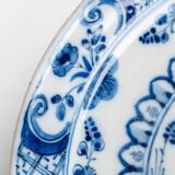 Antique delft plate 18th century chinoiserie birds De Witte Ster Cornelis Brouwer (c. 1724–1738) blue white Delft ceramic