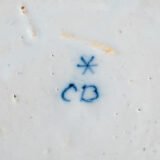 Antique delft plate 18th century chinoiserie birds De Witte Ster Cornelis Brouwer (c. 1724–1738) blue white Delft ceramic