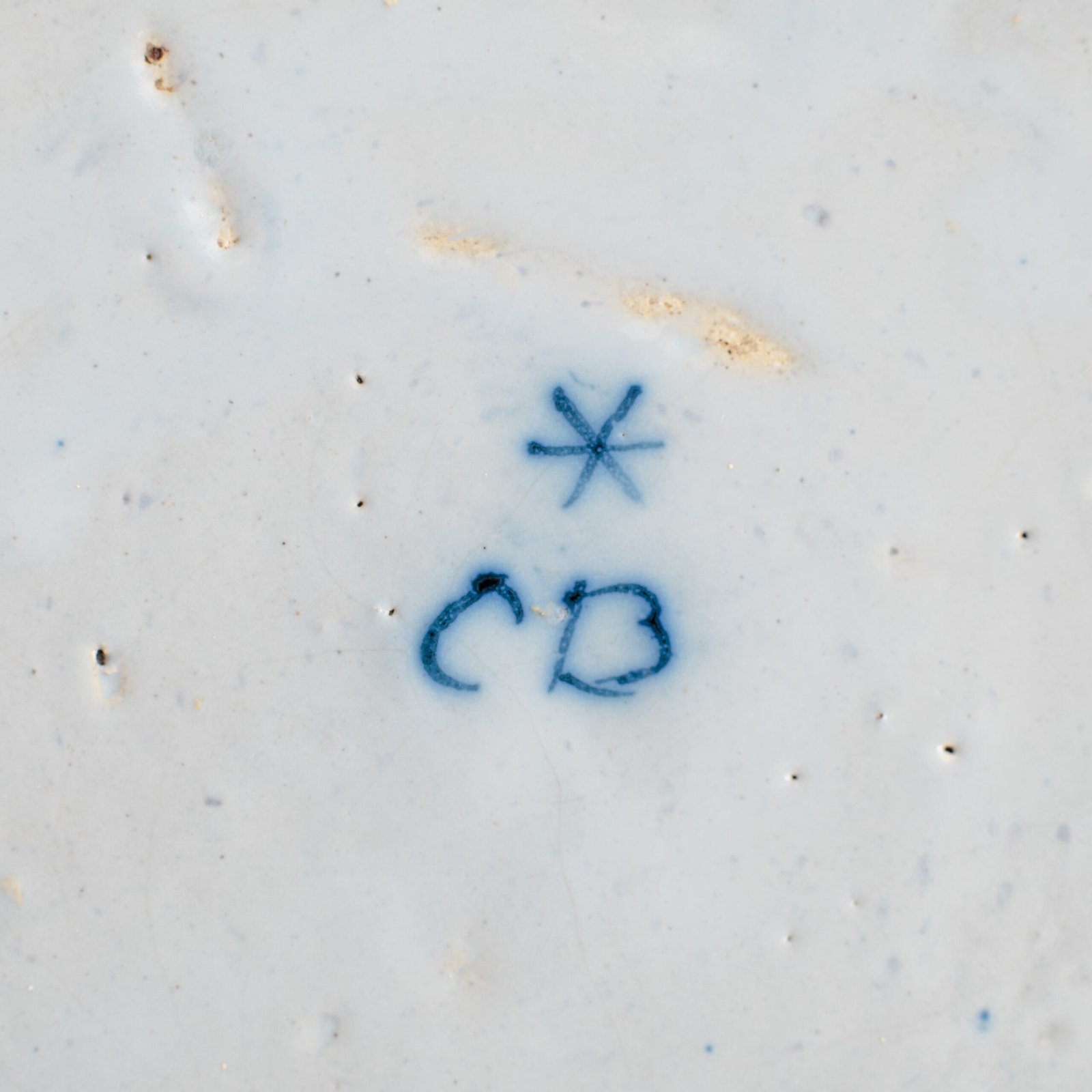 Antique delft plate 18th century chinoiserie birds De Witte Ster Cornelis Brouwer (c. 1724–1738) blue white Delft ceramic