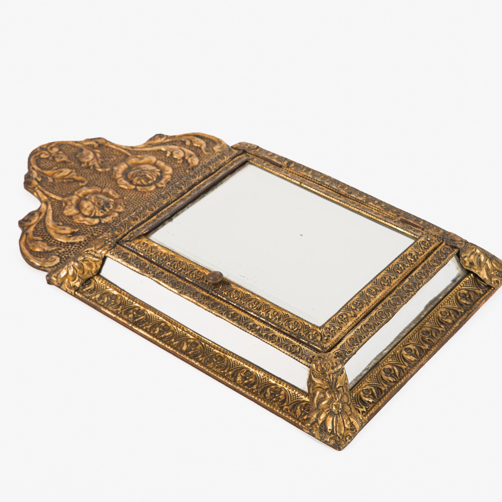 antique brass mirror cabinet dutch art nouveau wall cabinet with beveled mirror circa 1900