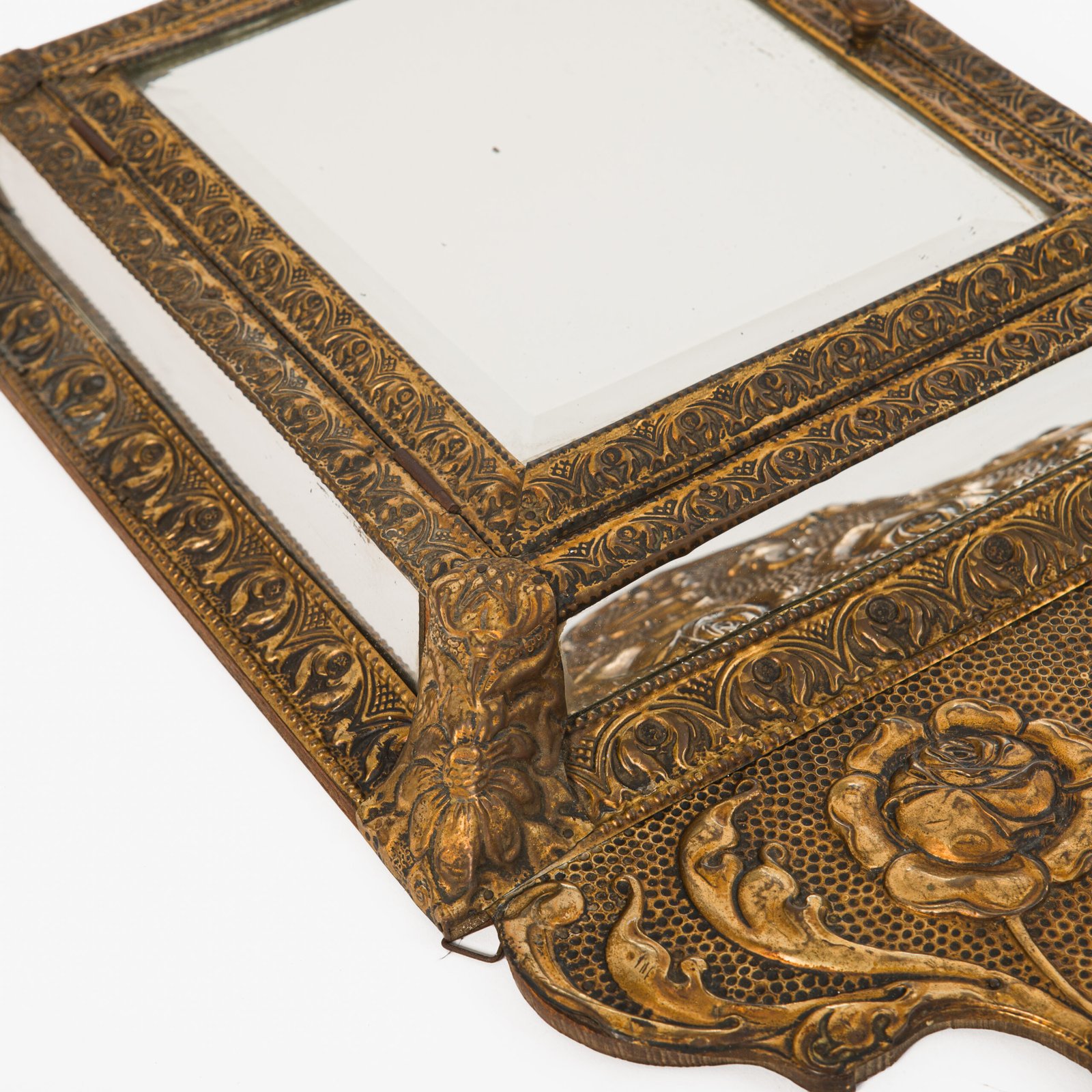 antique brass mirror cabinet dutch art nouveau wall cabinet with beveled mirror circa 1900