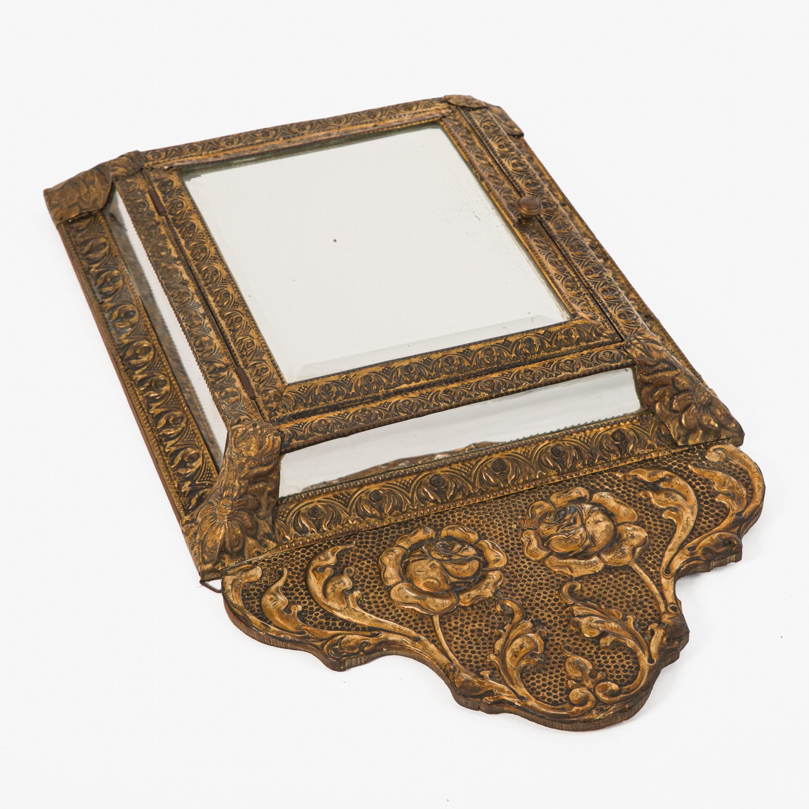 antique brass mirror cabinet dutch art nouveau wall cabinet with beveled mirror circa 1900