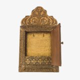 antique brass mirror cabinet dutch art nouveau wall cabinet with beveled mirror circa 1900
