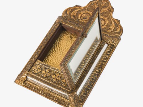 antique brass mirror cabinet dutch art nouveau wall cabinet with beveled mirror circa 1900