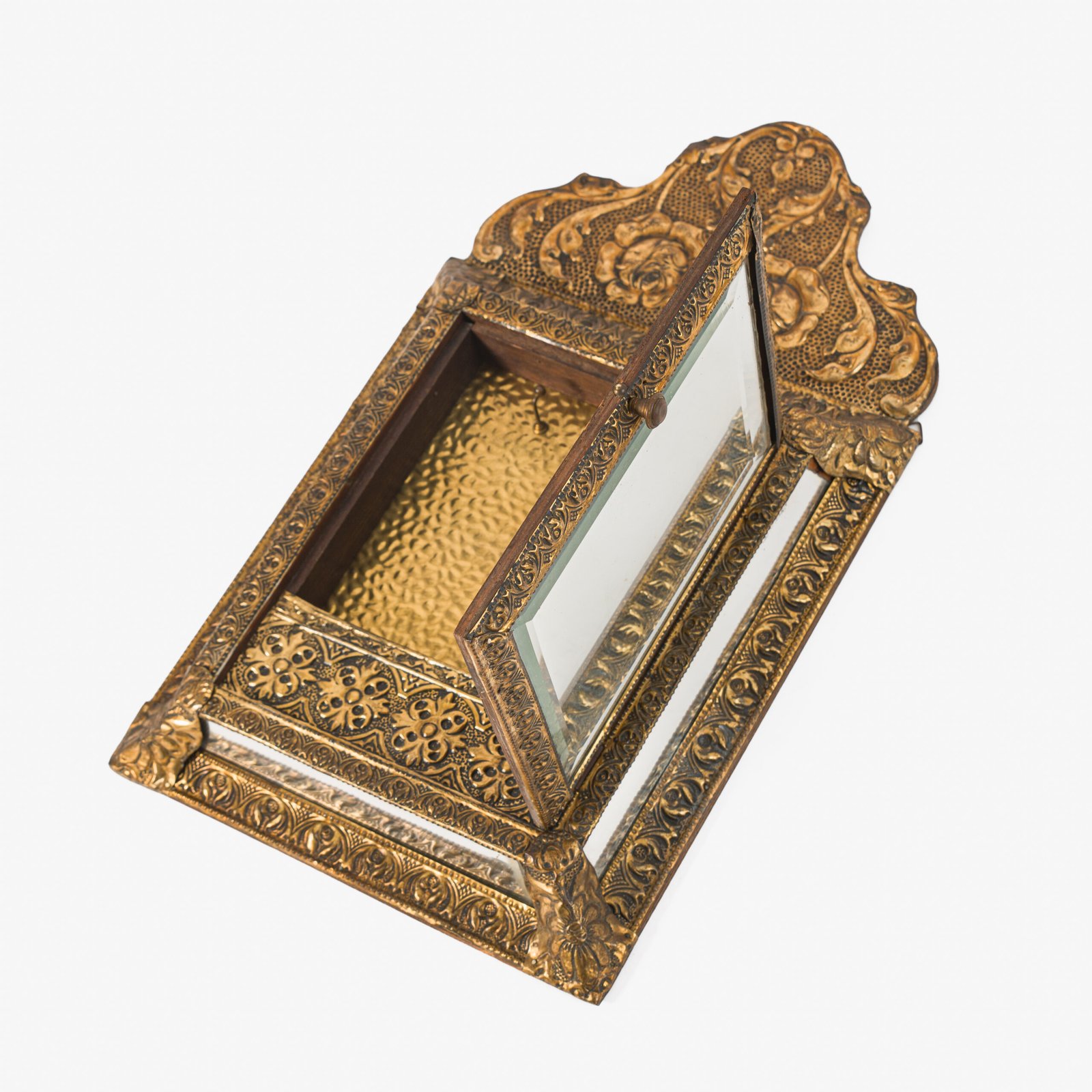 antique brass mirror cabinet dutch art nouveau wall cabinet with beveled mirror circa 1900