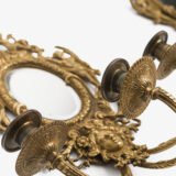 French Girandole Sconces gilt bronze wall sconces beveled mirrors Rococo Revival cherubs female mascarons 19th century