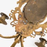 French Girandole Sconces gilt bronze wall sconces beveled mirrors Rococo Revival cherubs female mascarons 19th century
