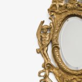 French Girandole Sconces gilt bronze wall sconces beveled mirrors Rococo Revival cherubs female mascarons 19th century