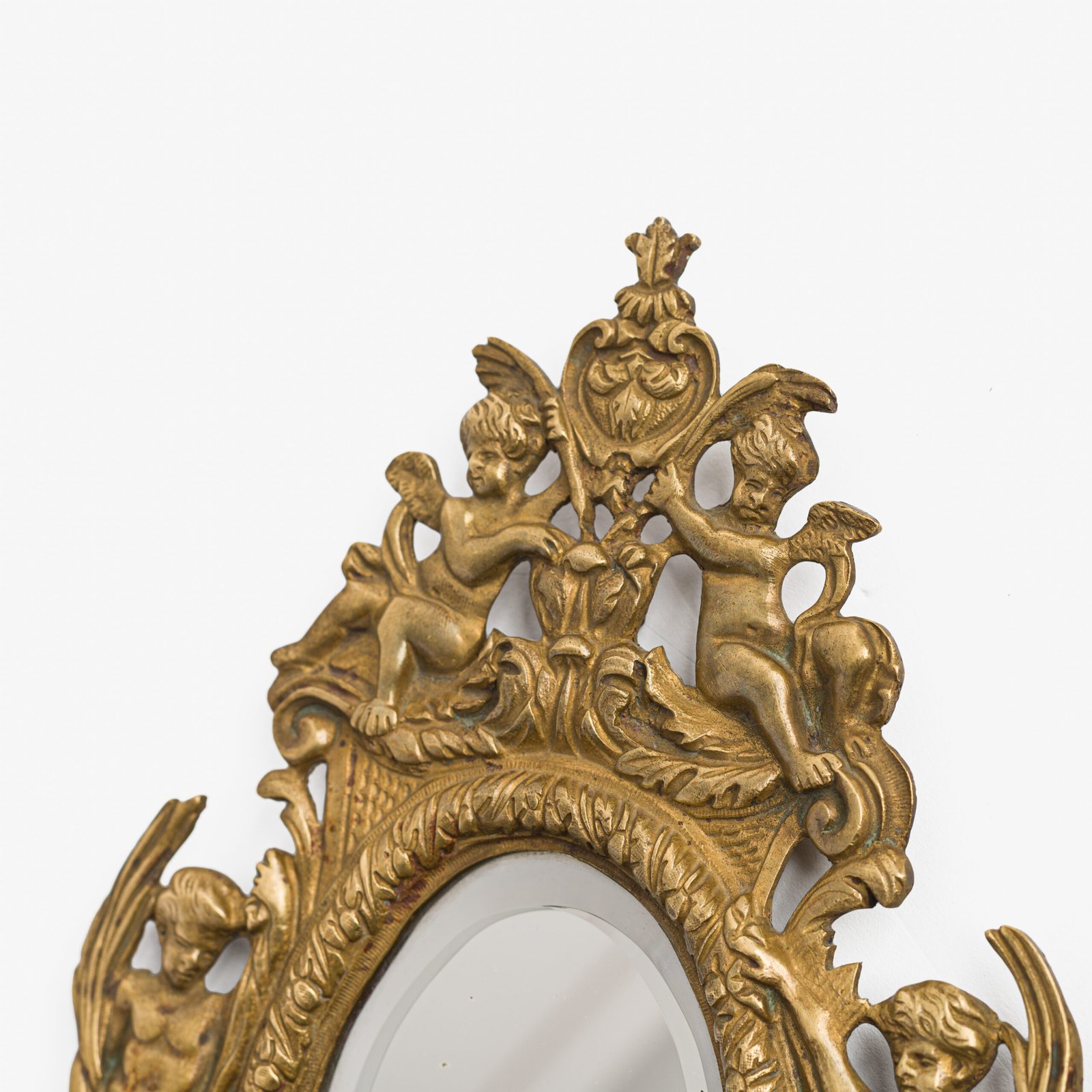 French Girandole Sconces gilt bronze wall sconces beveled mirrors Rococo Revival cherubs female mascarons 19th century