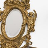 French Girandole Sconces gilt bronze wall sconces beveled mirrors Rococo Revival cherubs female mascarons 19th century