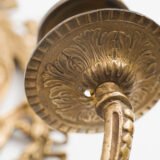French Girandole Sconces gilt bronze wall sconces beveled mirrors Rococo Revival cherubs female mascarons 19th century