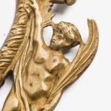 French Girandole Sconces gilt bronze wall sconces beveled mirrors Rococo Revival cherubs female mascarons 19th century
