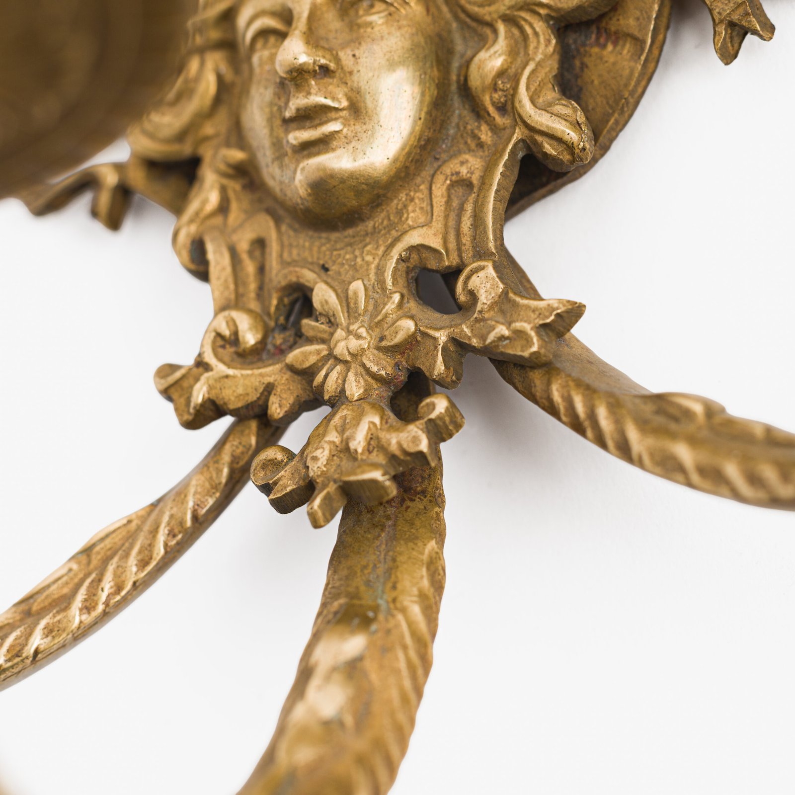 French Girandole Sconces gilt bronze wall sconces beveled mirrors Rococo Revival cherubs female mascarons 19th century