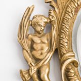 French Girandole Sconces gilt bronze wall sconces beveled mirrors Rococo Revival cherubs female mascarons 19th century