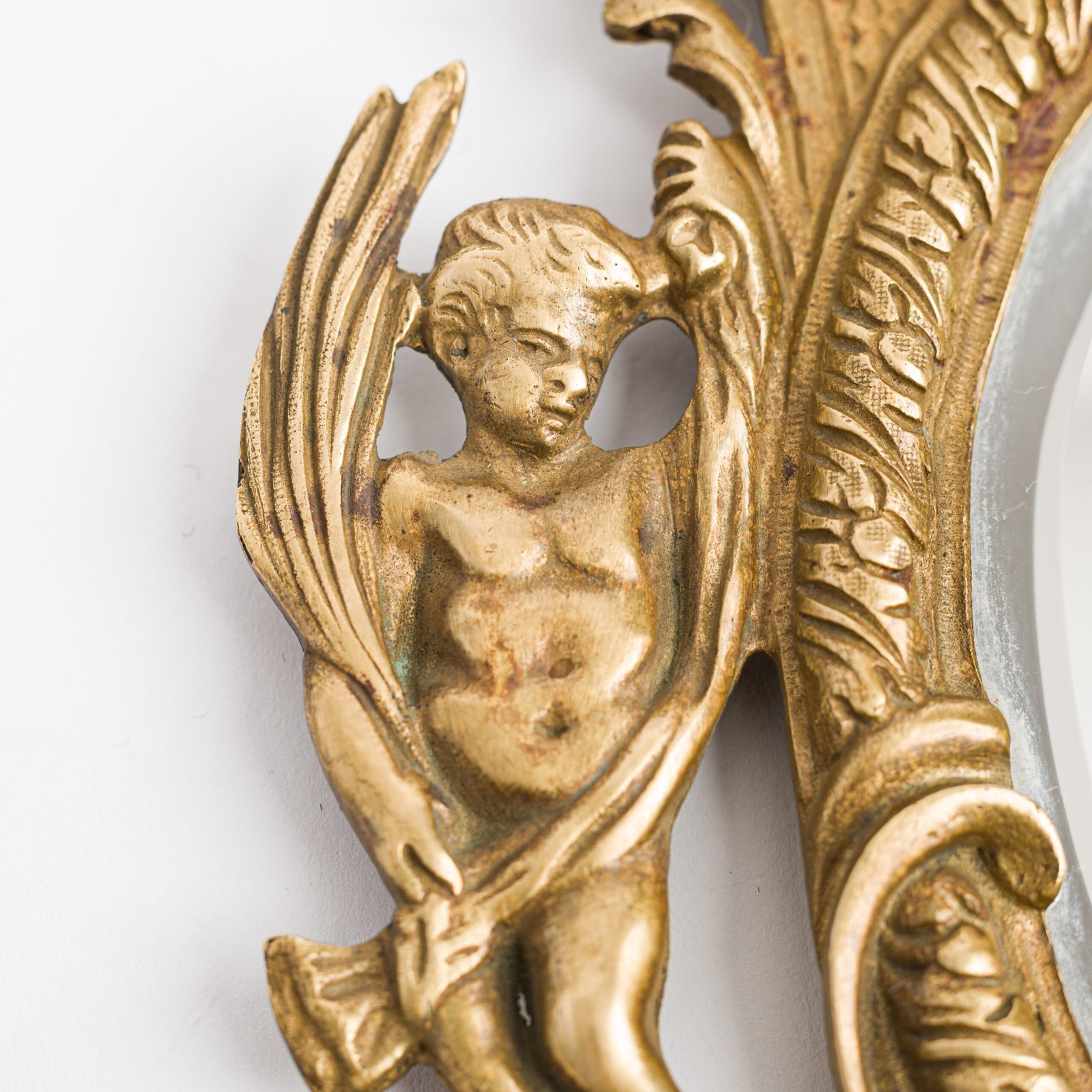 French Girandole Sconces gilt bronze wall sconces beveled mirrors Rococo Revival cherubs female mascarons 19th century