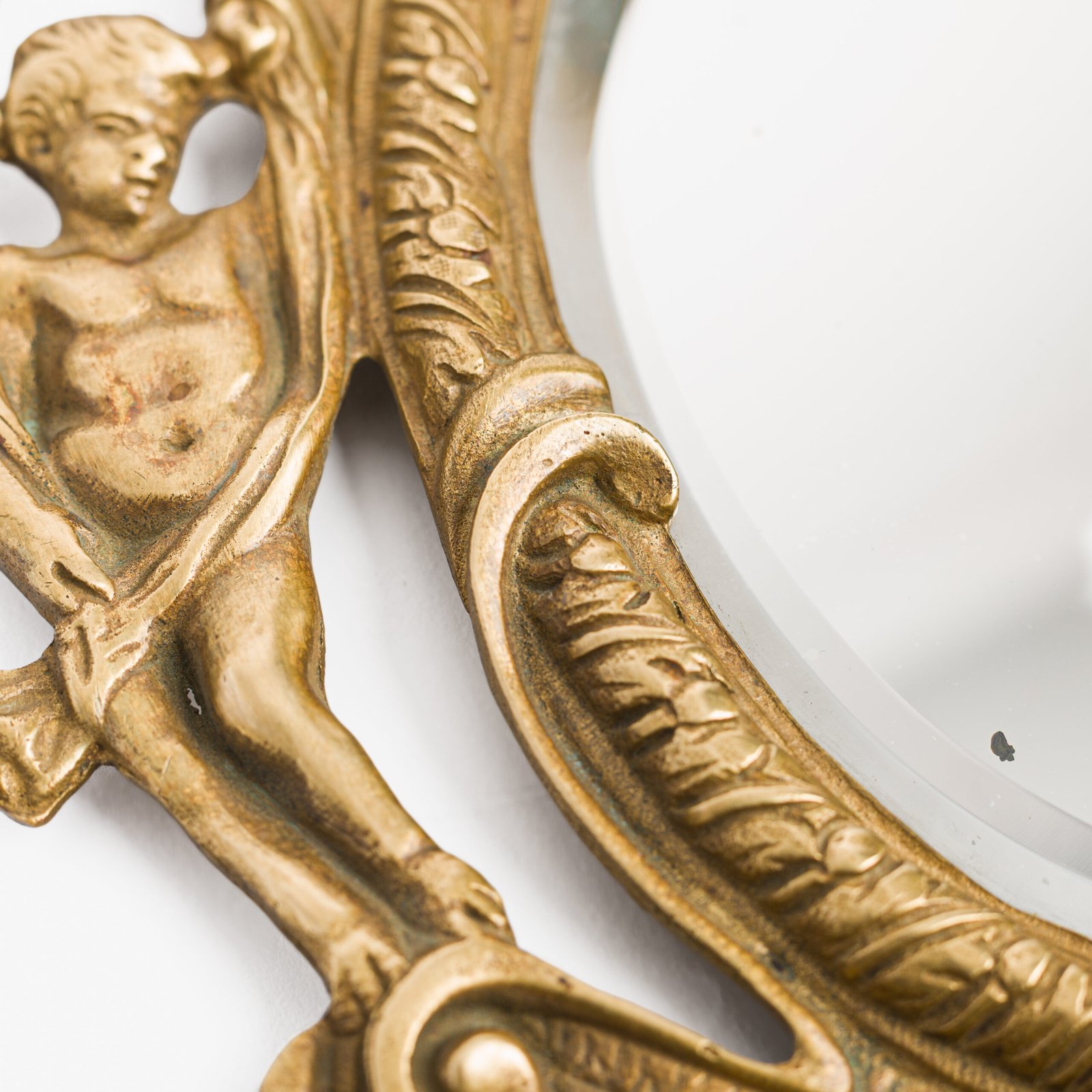 French Girandole Sconces gilt bronze wall sconces beveled mirrors Rococo Revival cherubs female mascarons 19th century
