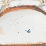 Antique Delft Wall Vase Bouquetière in Polychrome Faience with Dutch Windmill Scene, 18th Century Dutch Delftware.