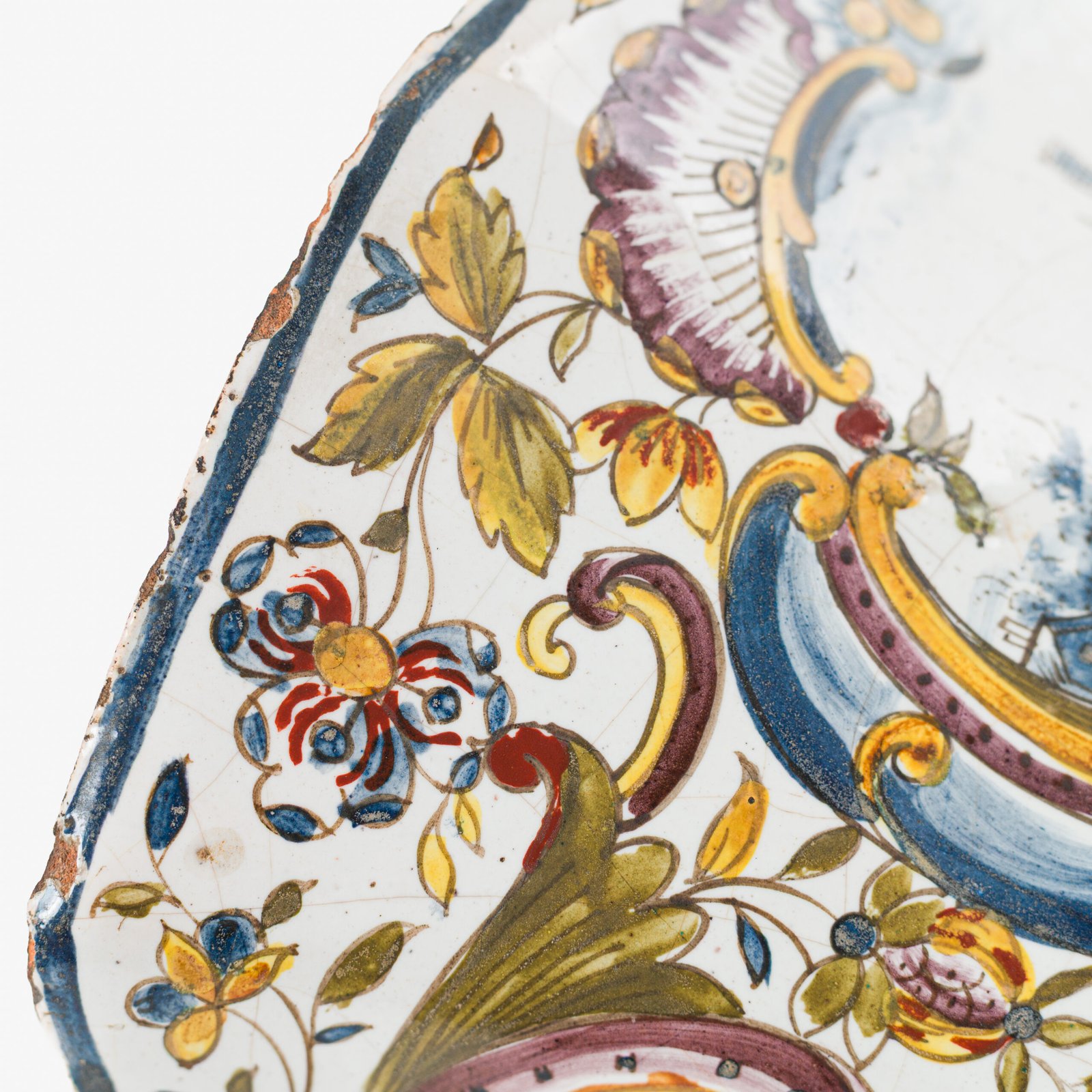 Antique Delft Wall Vase Bouquetière in Polychrome Faience with Dutch Windmill Scene, 18th Century Dutch Delftware.