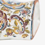 Antique Delft Wall Vase Bouquetière in Polychrome Faience with Dutch Windmill Scene, 18th Century Dutch Delftware.