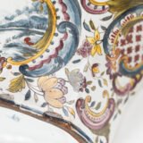 Antique Delft Wall Vase Bouquetière in Polychrome Faience with Dutch Windmill Scene, 18th Century Dutch Delftware.