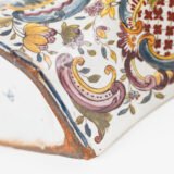 Antique Delft Wall Vase Bouquetière in Polychrome Faience with Dutch Windmill Scene, 18th Century Dutch Delftware.