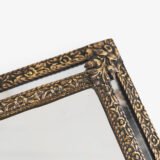 Antique Dutch Brass Mirror in Repousse Brass with Original Beveled Glass, Dutch Wall Mirror, Netherlands c. 1890–1920, Rococo Revival Decor.