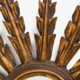 Portuguese Gilt Sunburst Mirror, ca. 1930 – hand-carved wood with water gilding in gold leaf, authentic patina and Portuguese Art Deco craftsmanship, piece available at Strana & Antic.