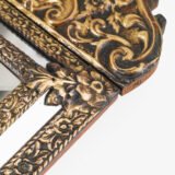 Antique Dutch Brass Mirror in Repousse Brass with Original Beveled Glass, Dutch Wall Mirror, Netherlands c. 1890–1920, Rococo Revival Decor.