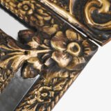 Antique Dutch Brass Mirror in Repousse Brass with Original Beveled Glass, Dutch Wall Mirror, Netherlands c. 1890–1920, Rococo Revival Decor.