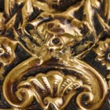Antique Dutch Brass Mirror in Repousse Brass with Original Beveled Glass, Dutch Wall Mirror, Netherlands c. 1890–1920, Rococo Revival Decor.