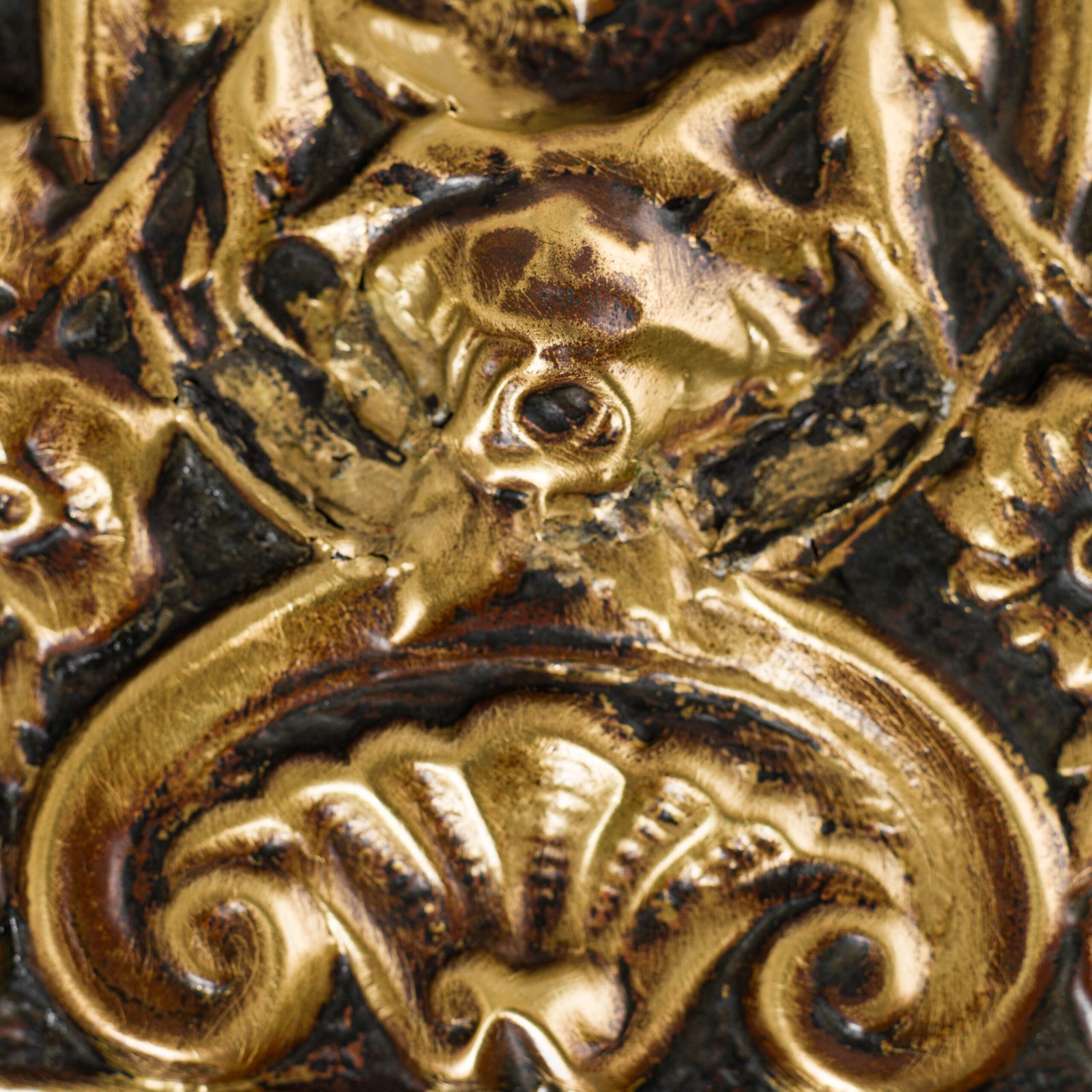 Antique Dutch Brass Mirror in Repousse Brass with Original Beveled Glass, Dutch Wall Mirror, Netherlands c. 1890–1920, Rococo Revival Decor.