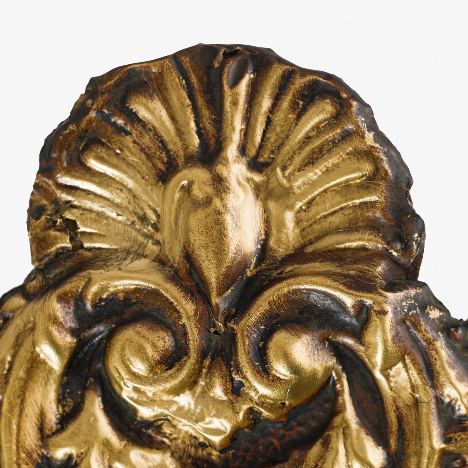 Antique Dutch Brass Mirror in Repousse Brass with Original Beveled Glass, Dutch Wall Mirror, Netherlands c. 1890–1920, Rococo Revival Decor.