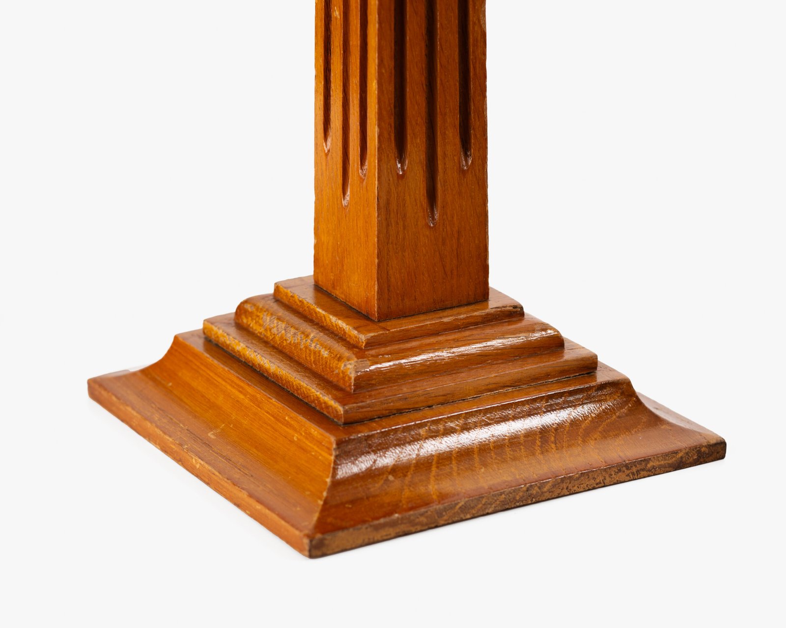 Art Deco Pedestals by Siegel Paris, Set of Three French Display Columns in Solid Wood, Original Luxury Store Fixtures, France, Circa 1925–1935.
