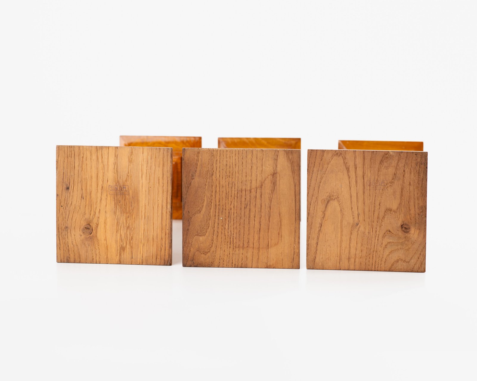 Art Deco Pedestals by Siegel Paris, Set of Three French Display Columns in Solid Wood, Original Luxury Store Fixtures, France, Circa 1925–1935.