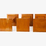 Art Deco Pedestals by Siegel Paris, Set of Three French Display Columns in Solid Wood, Original Luxury Store Fixtures, France, Circa 1925–1935.