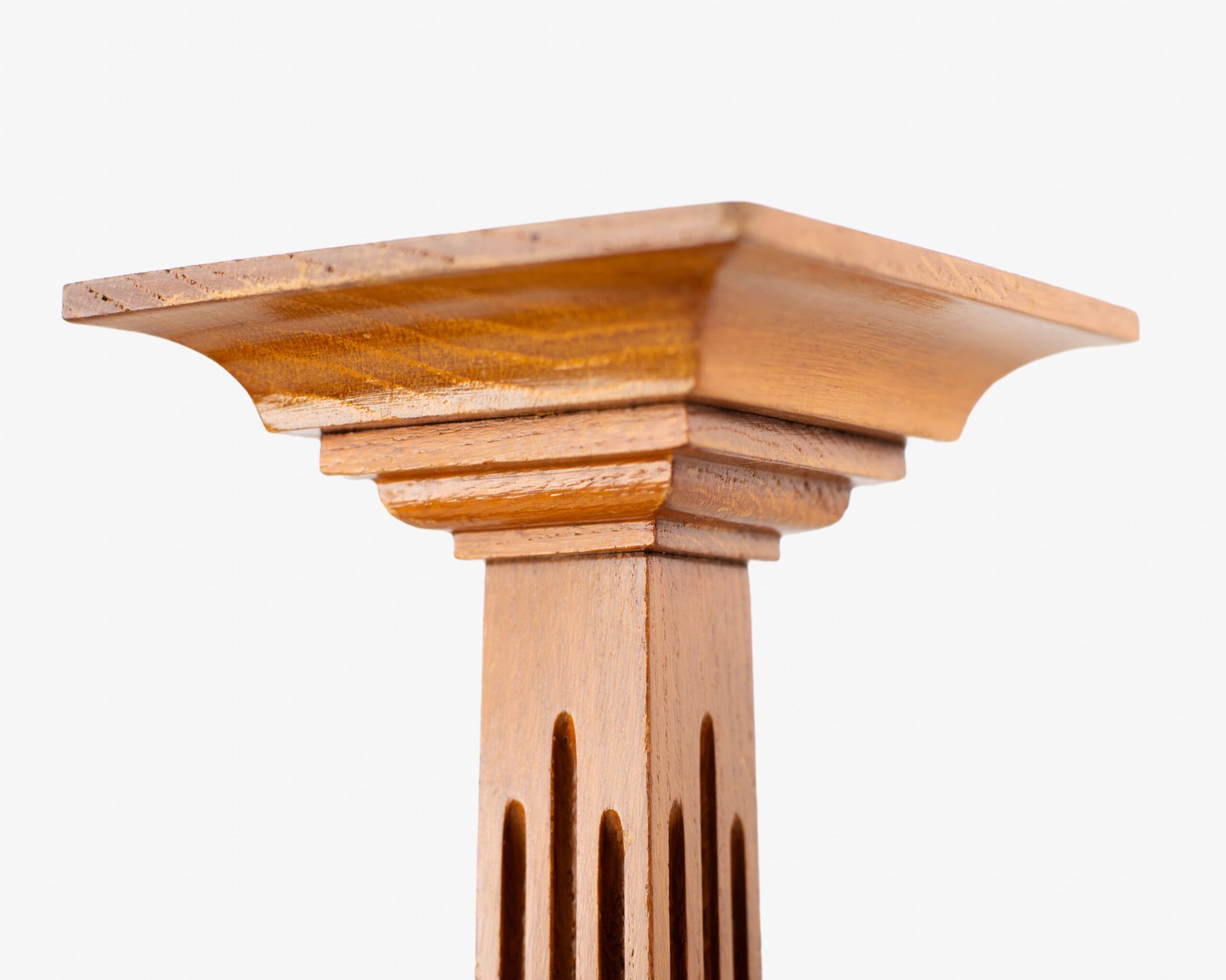 Art Deco Pedestals by Siegel Paris, Set of Three French Display Columns in Solid Wood, Original Luxury Store Fixtures, France, Circa 1925–1935.