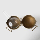 Art Deco Thermos in Brass and Pyrex Glass, Rare Spherical Coffee Thermos, Futurist Industrial Design, Sweden Circa 1930–1940.