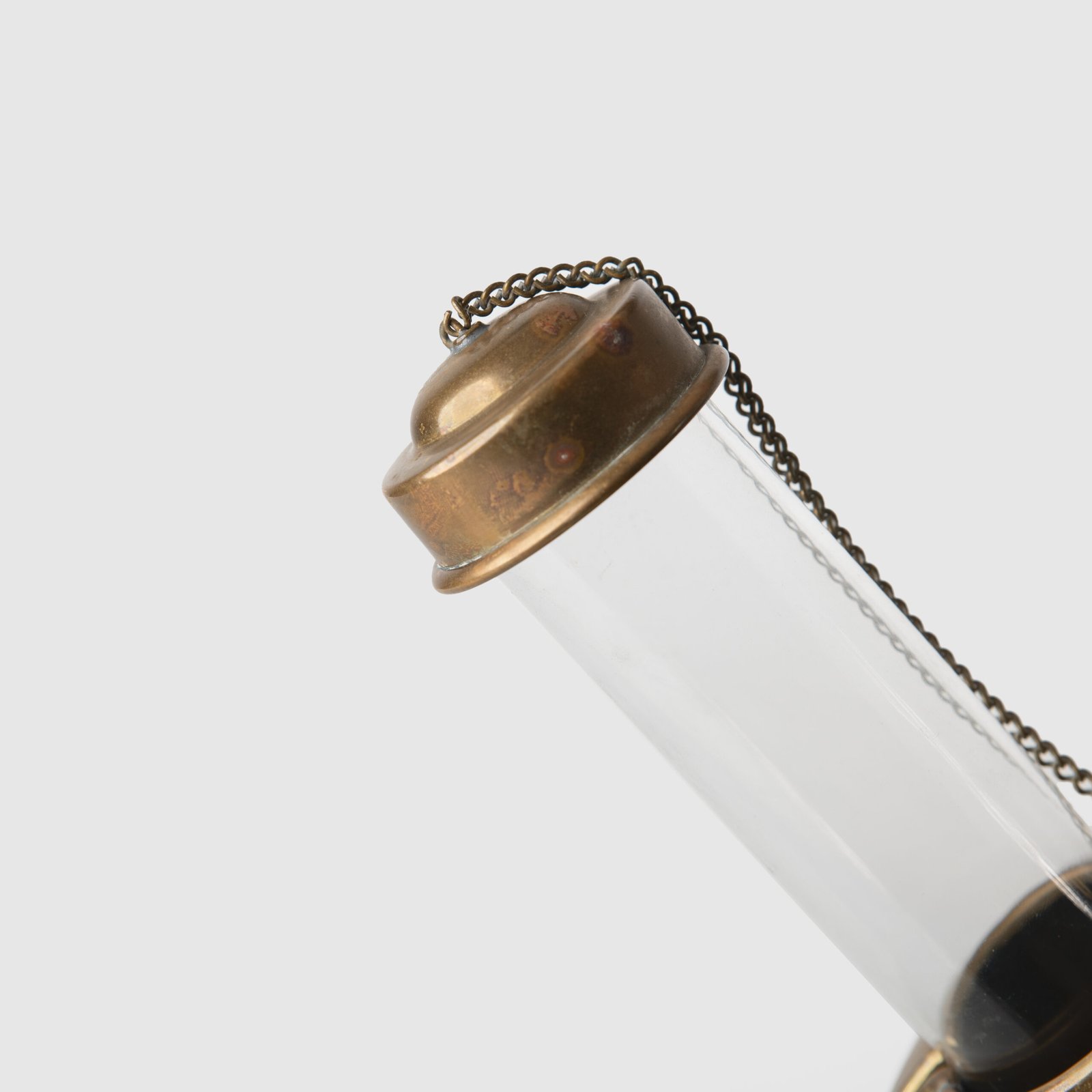 Art Deco Thermos in Brass and Pyrex Glass, Rare Spherical Coffee Thermos, Futurist Industrial Design, Sweden Circa 1930–1940.