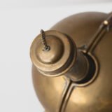 Art Deco Thermos in Brass and Pyrex Glass, Rare Spherical Coffee Thermos, Futurist Industrial Design, Sweden Circa 1930–1940.