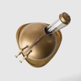 Art Deco Thermos in Brass and Pyrex Glass, Rare Spherical Coffee Thermos, Futurist Industrial Design, Sweden Circa 1930–1940.