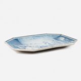 Antique French Faience Charger signed Michaud, hand-painted blue and white wall charger depicting La Rixe after Ernest Meissonier, 19th century French faience, decorative ceramic wall art.