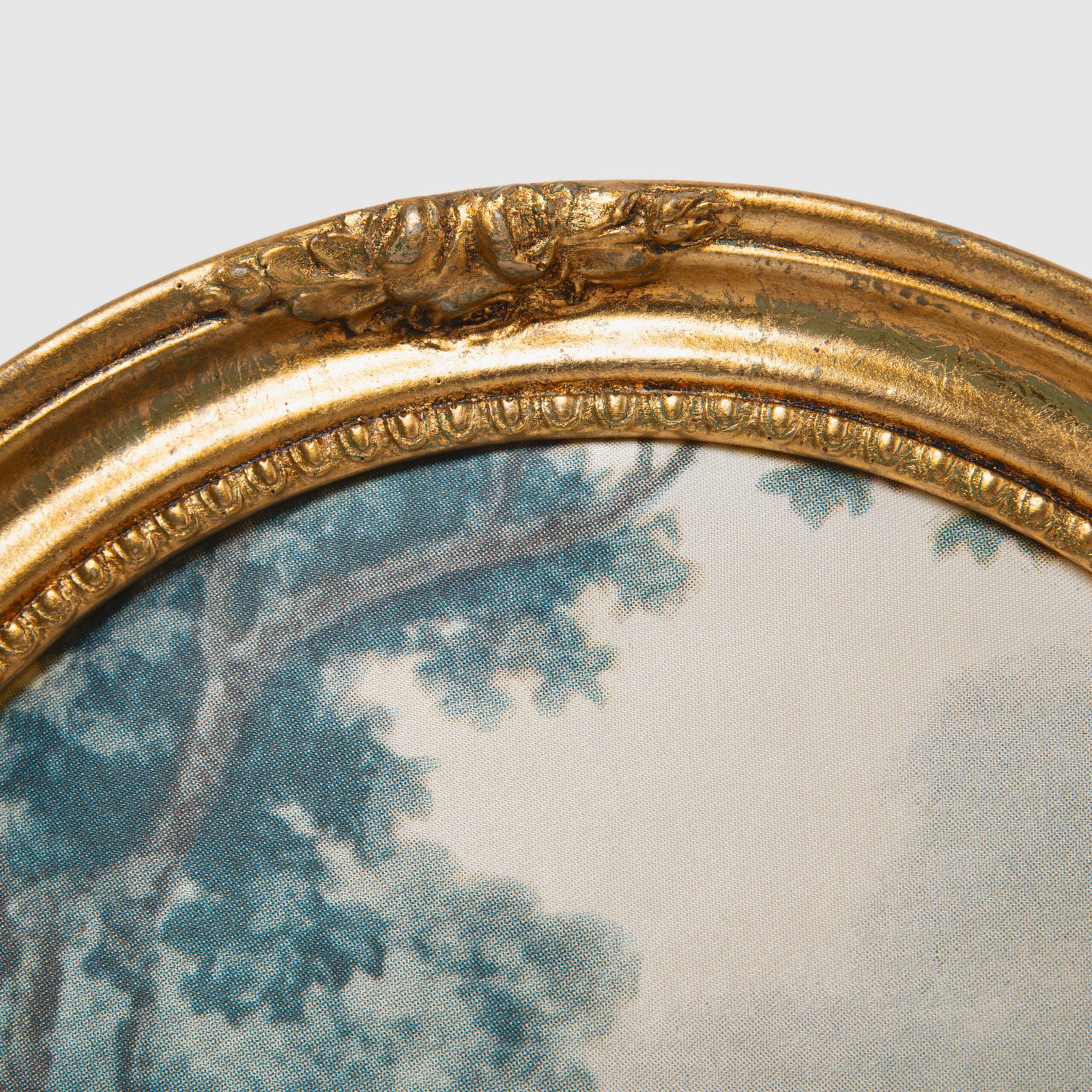 French silk prints in gilt oval wooden frames, French Rococo style, Music Class scene, circa 1930s, vintage decorative wall art pair