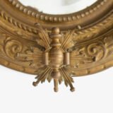 Antique Swedish Brass Mirror with repoussé Neoclassical frame and original beveled glass, 1890–1910.