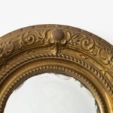 Antique Swedish Brass Mirror with repoussé Neoclassical frame and original beveled glass, 1890–1910.