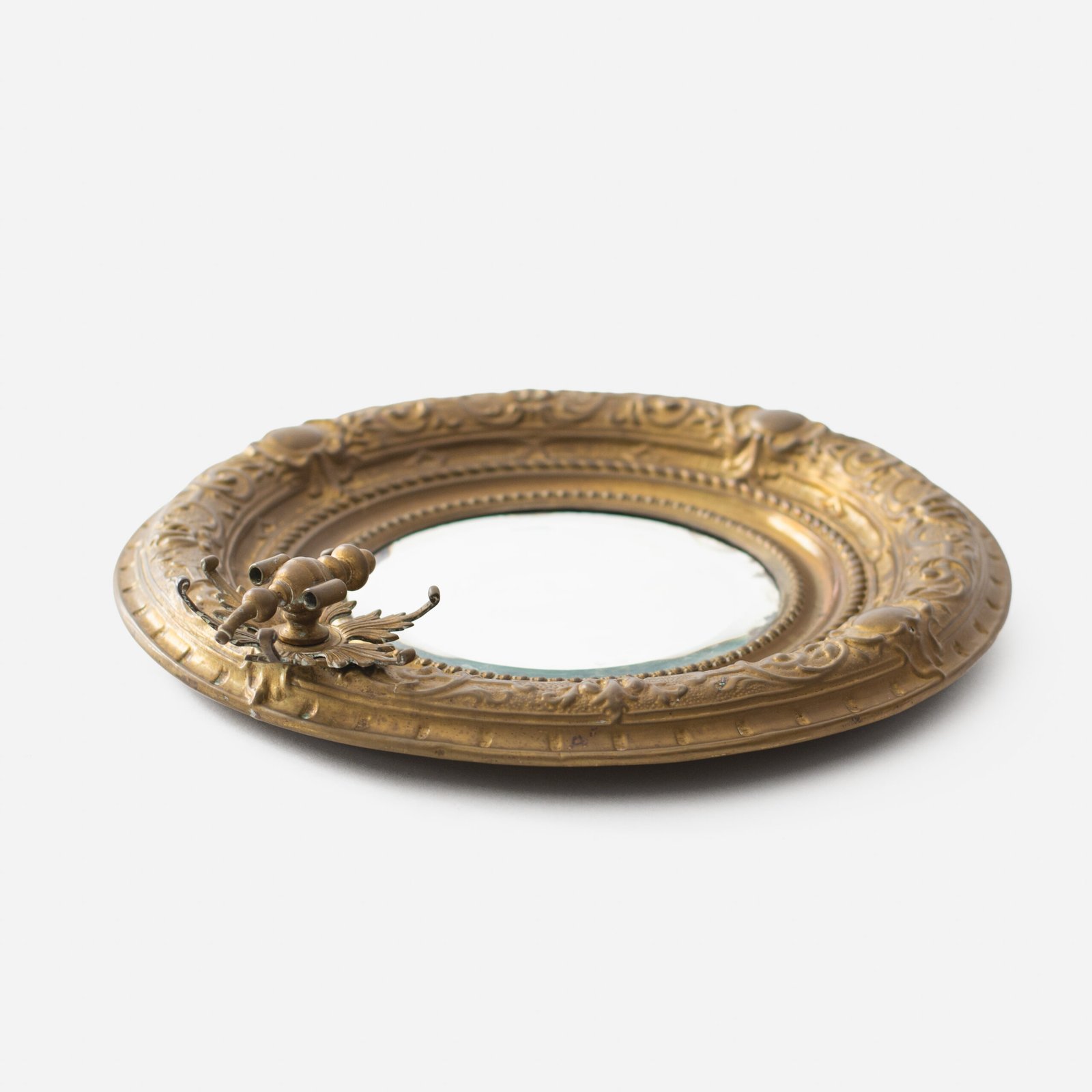 Swedish Brass Mirror with Beveled Glass, 1890–1910