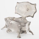 WMF Jewelry Box Art Nouveau silver plated Model No. 28 with floral decoration, Germany ca. 1900
