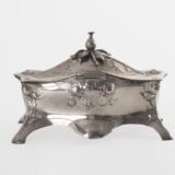 WMF Jewelry Box Art Nouveau silver plated Model No. 28 with floral decoration, Germany ca. 1900