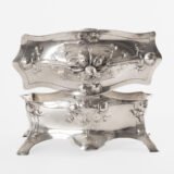 WMF Jewelry Box Art Nouveau silver plated Model No. 28 with floral decoration, Germany ca. 1900